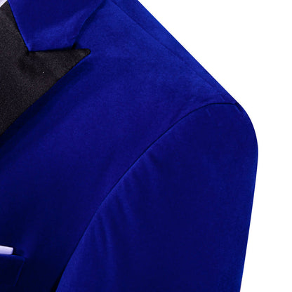 Navy Blue Solid Silk Men's Tuxedo Jacket tuxedo    - Sophisticated Gentlemen