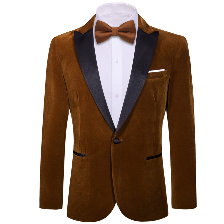 Chocolate Brown Solid Silk Men's Tuxedo Jacket tuxedo    - Sophisticated Gentlemen