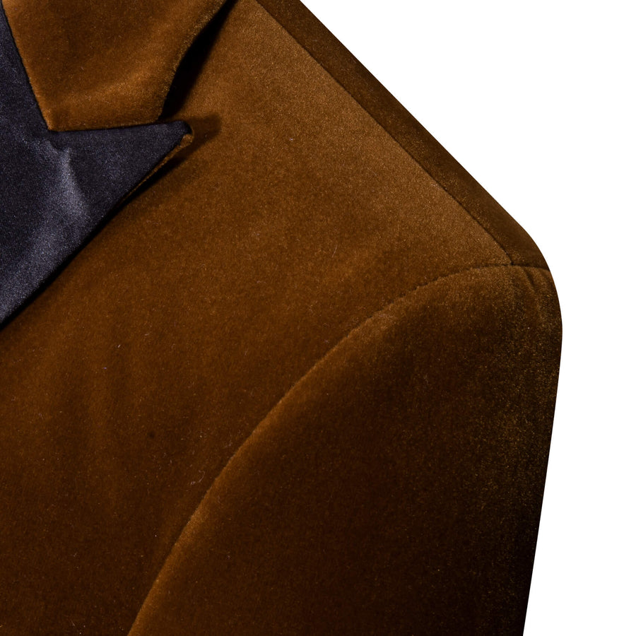 Chocolate Brown Solid Silk Men's Tuxedo Jacket tuxedo    - Sophisticated Gentlemen