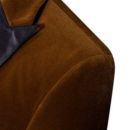 Chocolate Brown Solid Silk Men's Tuxedo Jacket tuxedo    - Sophisticated Gentlemen