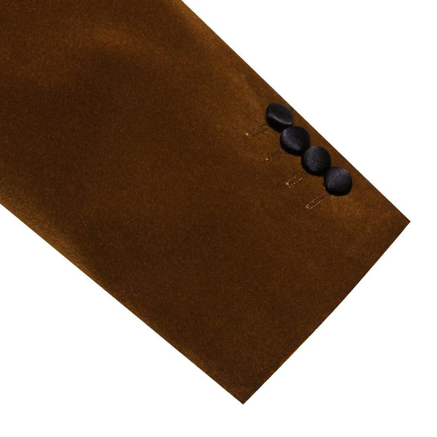 Chocolate Brown Solid Silk Men's Tuxedo Jacket tuxedo    - Sophisticated Gentlemen
