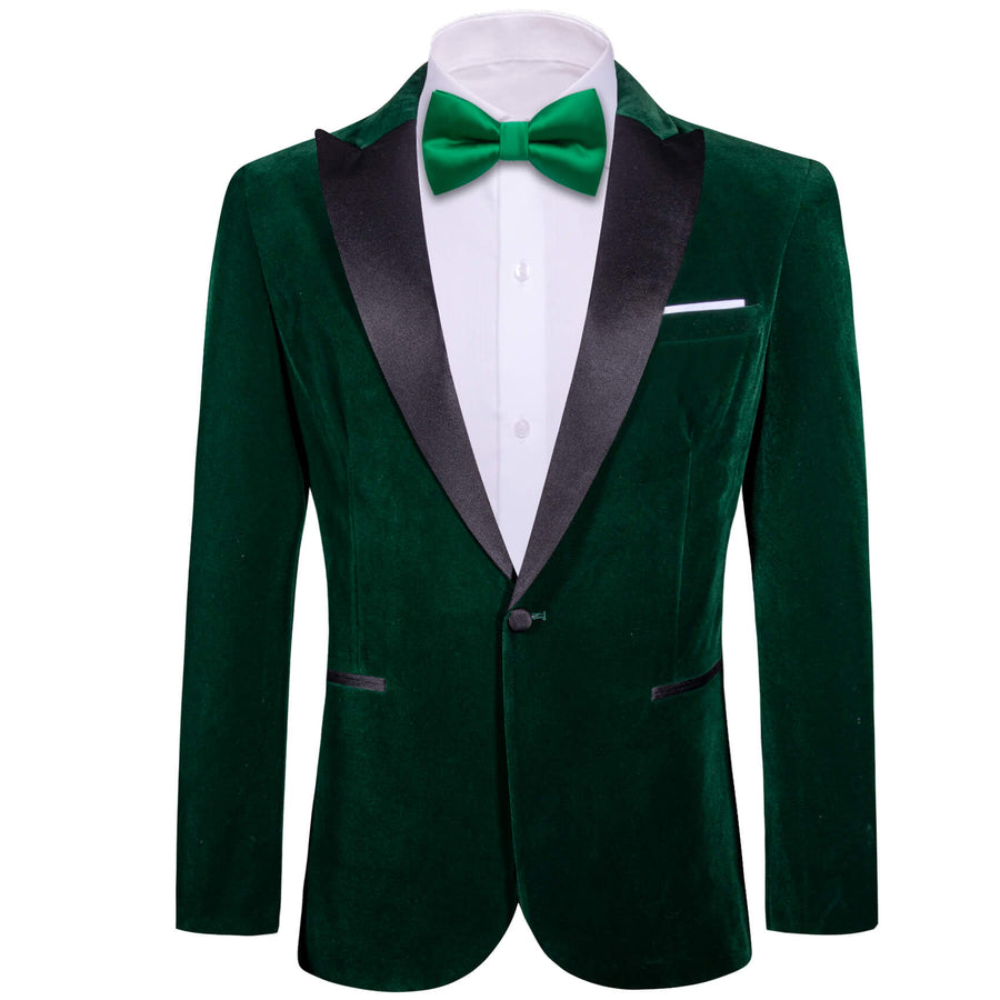 Dark Green Solid Silk Men's Tuxedo Jacket tuxedo    - Sophisticated Gentlemen