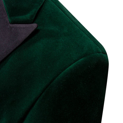 Dark Green Solid Silk Men's Tuxedo Jacket tuxedo    - Sophisticated Gentlemen