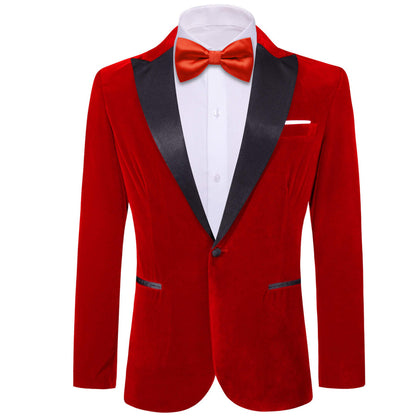 Red Solid Silk Men's Tuxedo Jacket tuxedo    - Sophisticated Gentlemen
