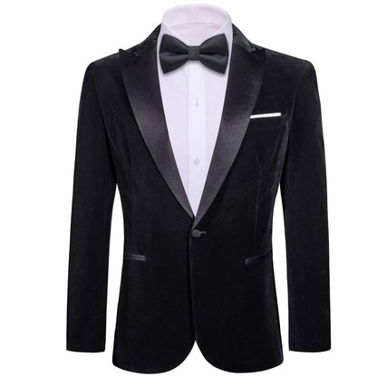 Black Solid Silk Slim Men's Blazer Suit Tuxedo Jacket tuxedo    - Sophisticated Gentlemen