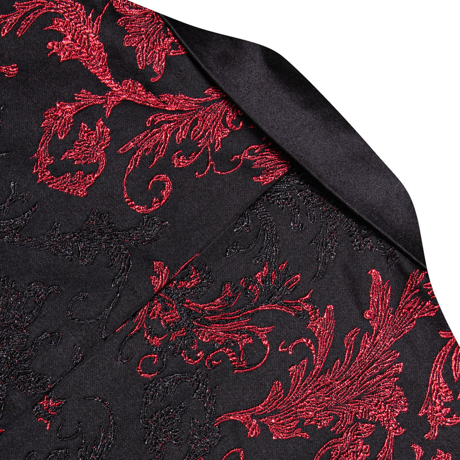 Red and Black Floral Men's Tuxedo Jacket tuxedo    - Sophisticated Gentlemen