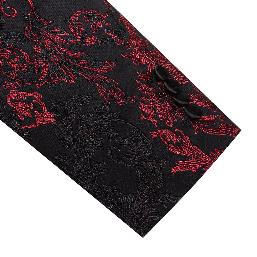 Red and Black Floral Men's Tuxedo Jacket tuxedo    - Sophisticated Gentlemen