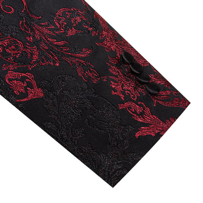 Red and Black Floral Men's Tuxedo Jacket tuxedo    - Sophisticated Gentlemen