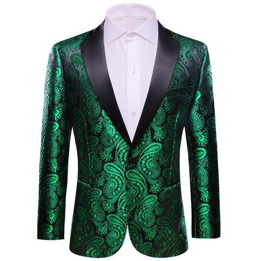 Green and Black Paisley Tuxedo Jacket tuxedo S (38)   - Sophisticated Gentlemen