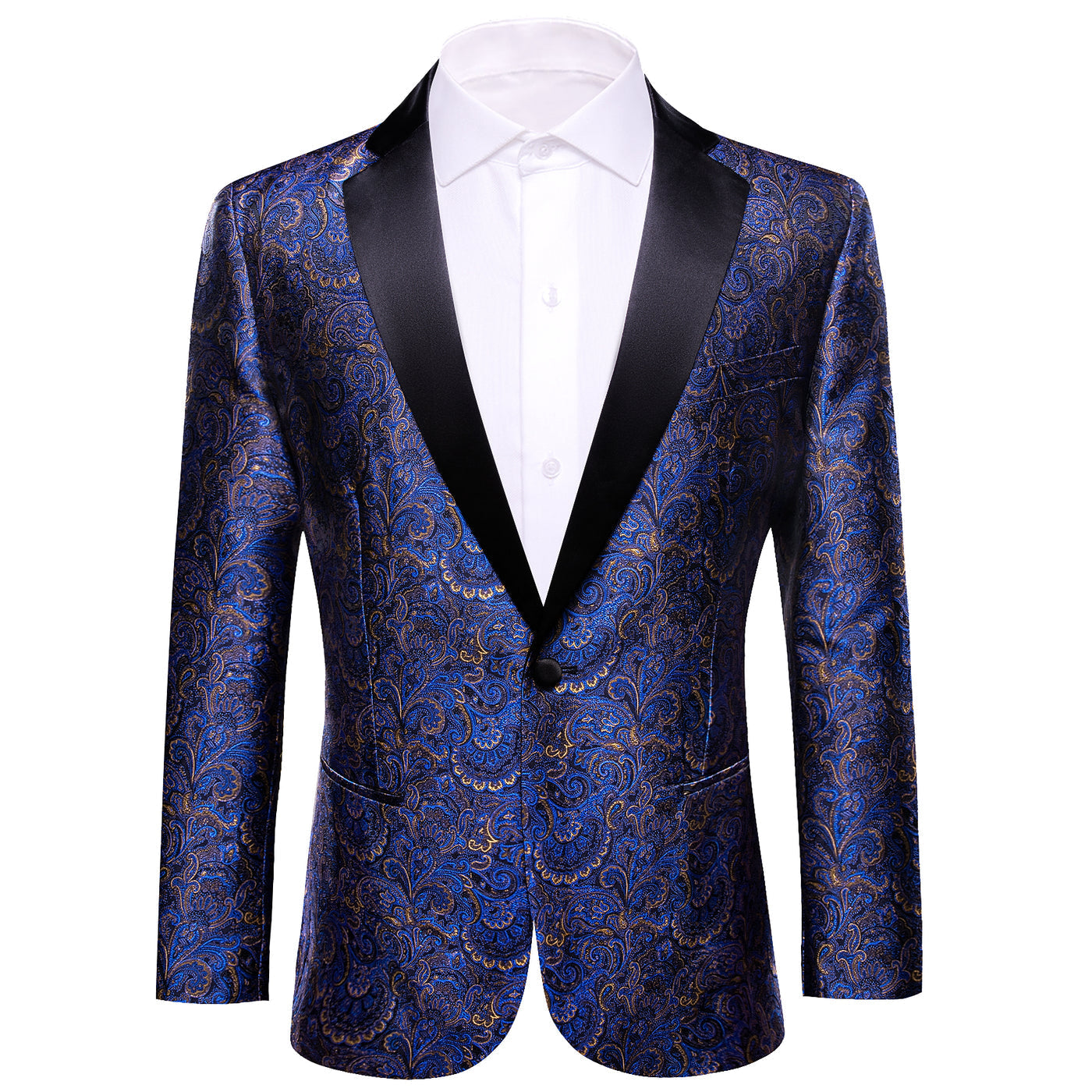 Blue and Gold Paisley Tuxedo Jacket tuxedo S (38)   - Sophisticated Gentlemen