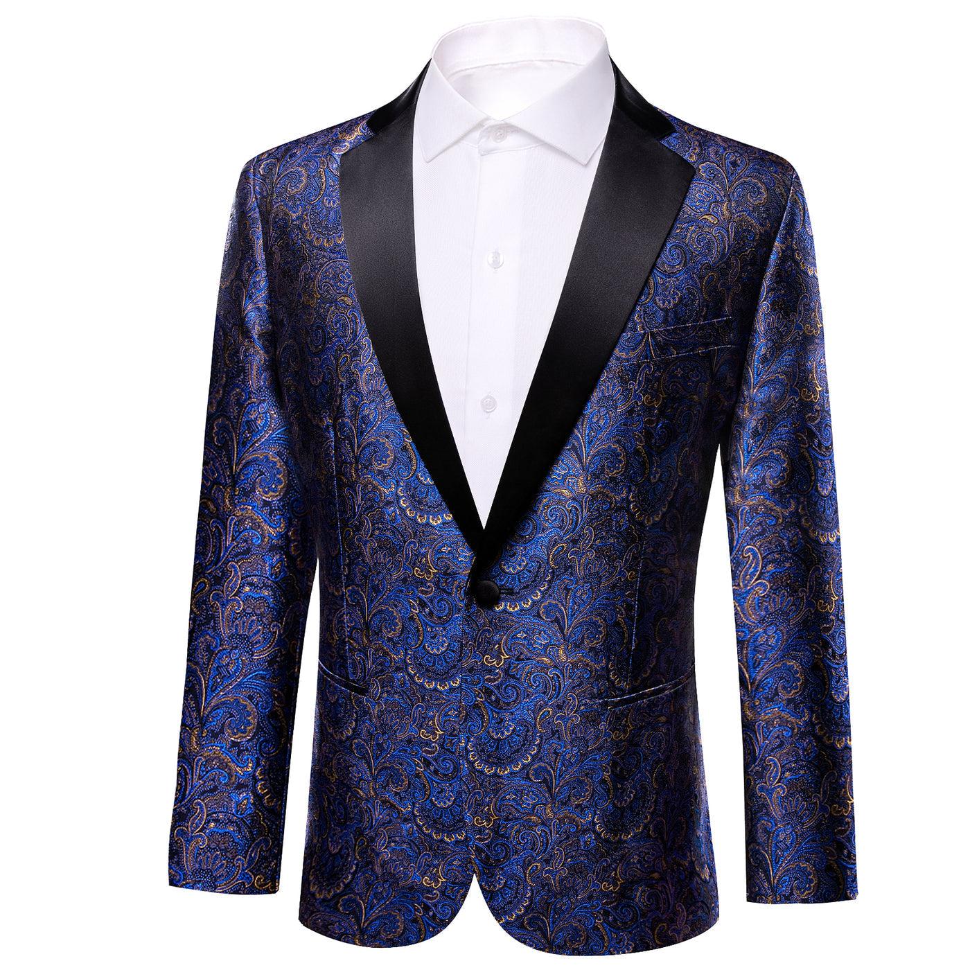 Blue and Gold Paisley Tuxedo Jacket tuxedo    - Sophisticated Gentlemen