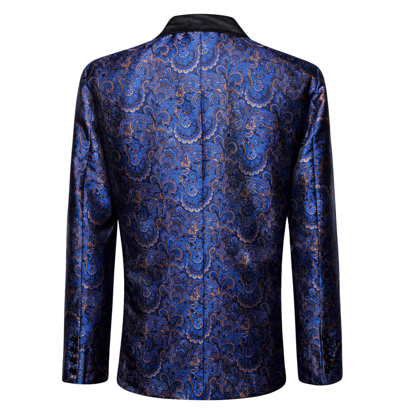 Blue and Gold Paisley Tuxedo Jacket tuxedo    - Sophisticated Gentlemen