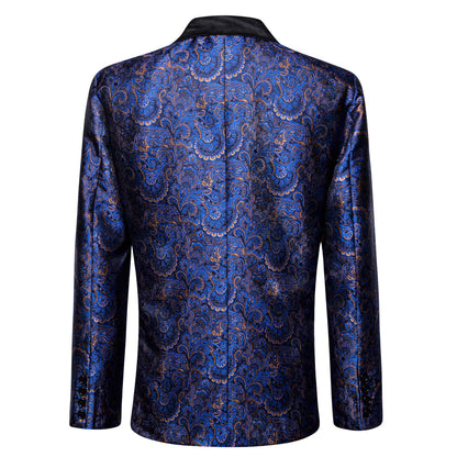 Blue and Gold Paisley Tuxedo Jacket tuxedo    - Sophisticated Gentlemen