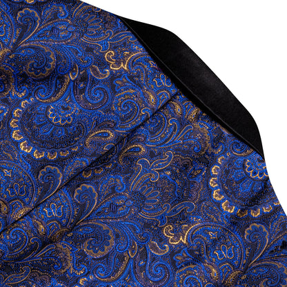 Blue and Gold Paisley Tuxedo Jacket tuxedo    - Sophisticated Gentlemen