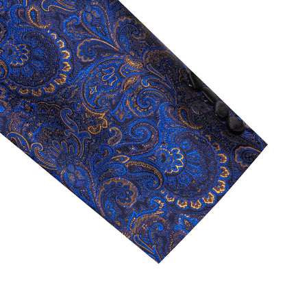 Blue and Gold Paisley Tuxedo Jacket tuxedo    - Sophisticated Gentlemen