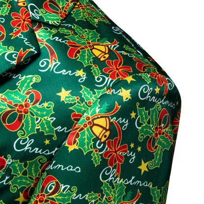 Green Mistletoe Christmas Men's Tuxedo Jacket tuxedo    - Sophisticated Gentlemen