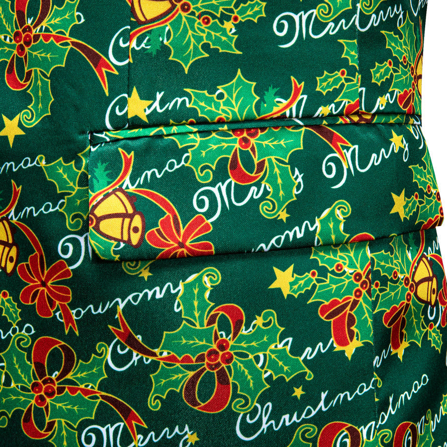 Green Mistletoe Christmas Men's Tuxedo Jacket tuxedo    - Sophisticated Gentlemen
