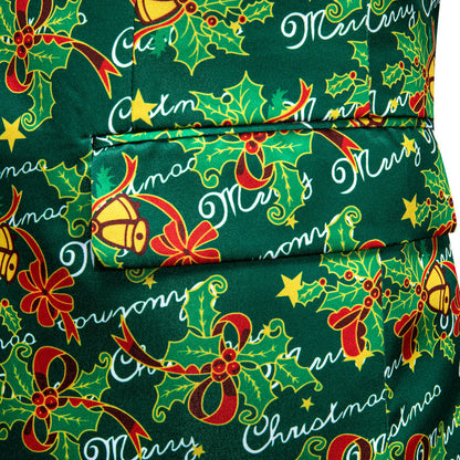 Green Mistletoe Christmas Men's Tuxedo Jacket tuxedo    - Sophisticated Gentlemen