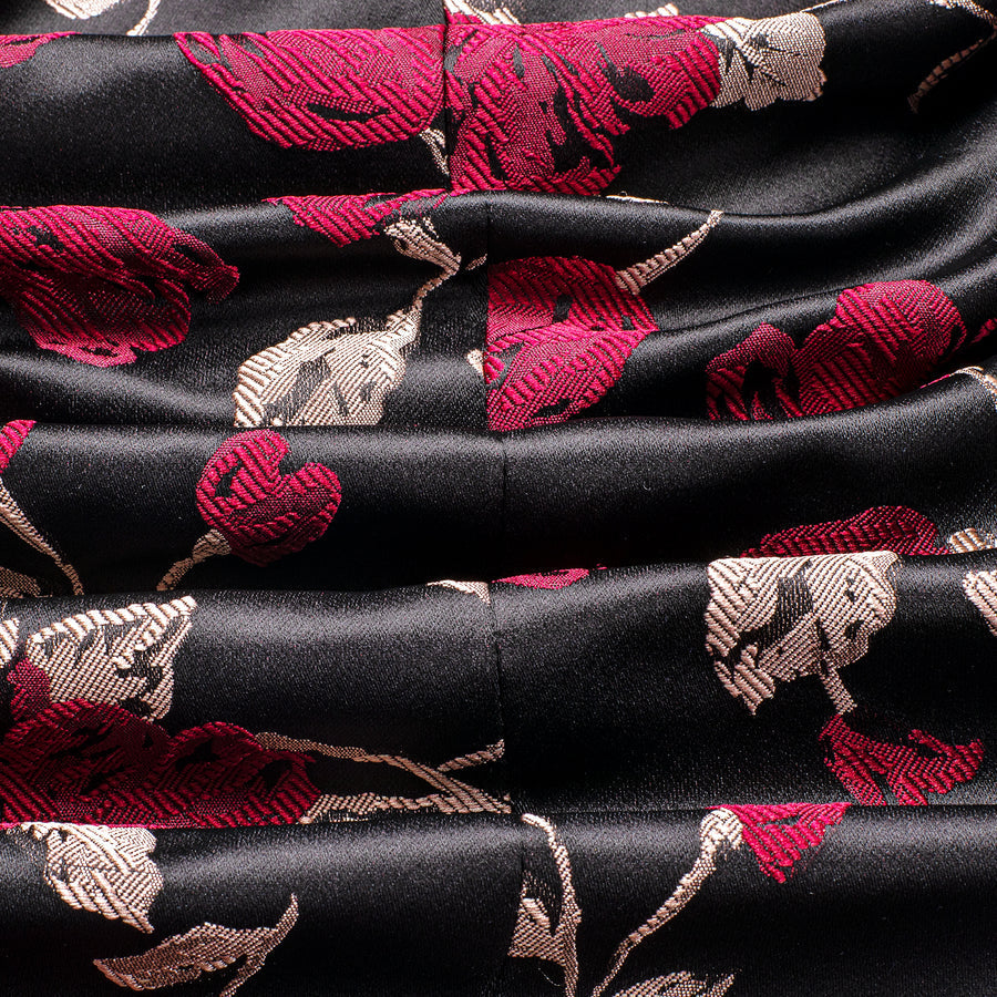 Black and Red Embroidered Floral Men's Tuxedo Jacket tuxedo    - Sophisticated Gentlemen