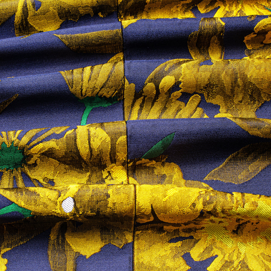 Blue and Gold Embroidered Floral Men's Tuxedo Jacket tuxedo    - Sophisticated Gentlemen