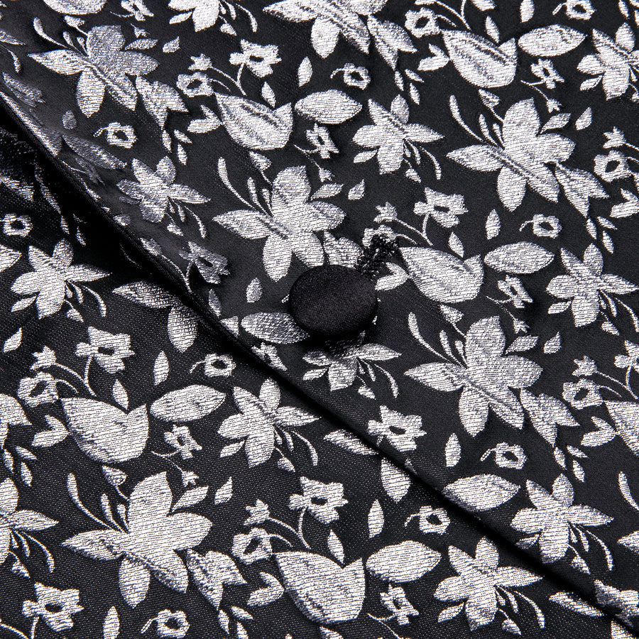 Luxury Black Gray Floral Men's Tuxedo Jacket tuxedo    - Sophisticated Gentlemen