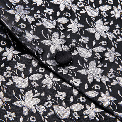 Luxury Black Gray Floral Men's Tuxedo Jacket tuxedo    - Sophisticated Gentlemen