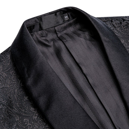 Luxury Black Shining Floral Men's Tuxedo Jacket tuxedo    - Sophisticated Gentlemen