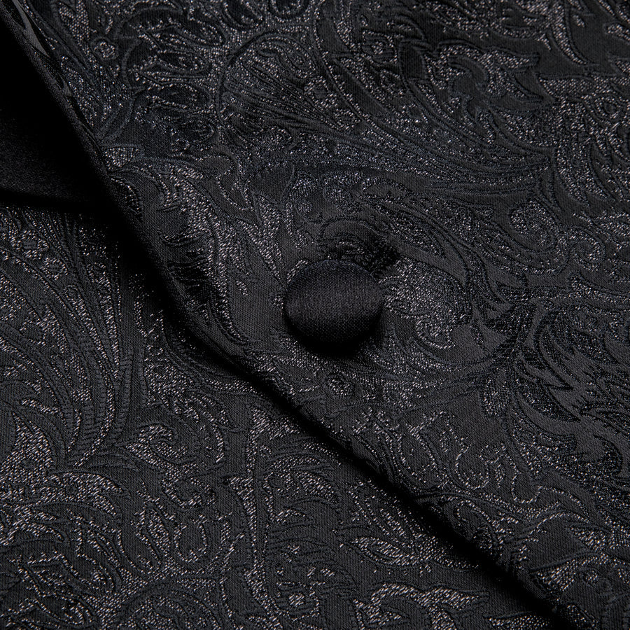 Luxury Black Shining Floral Men's Tuxedo Jacket tuxedo    - Sophisticated Gentlemen