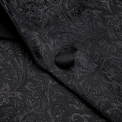 Luxury Black Shining Floral Men's Tuxedo Jacket tuxedo    - Sophisticated Gentlemen