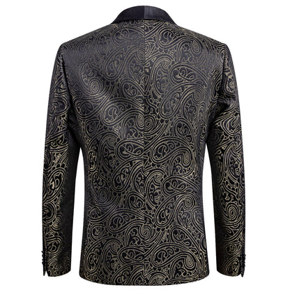 Luxury Black Champagne Paisley Men's Tuxedo Jacket tuxedo    - Sophisticated Gentlemen