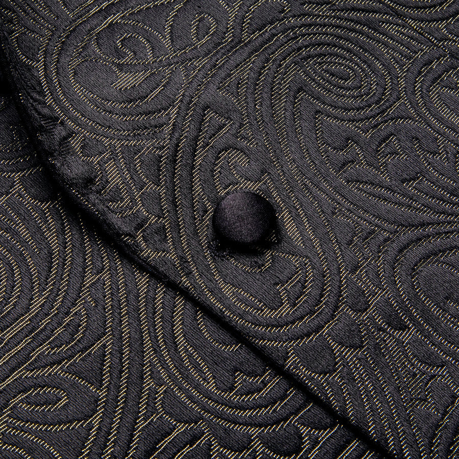 Luxury Black Champagne Paisley Men's Tuxedo Jacket tuxedo    - Sophisticated Gentlemen
