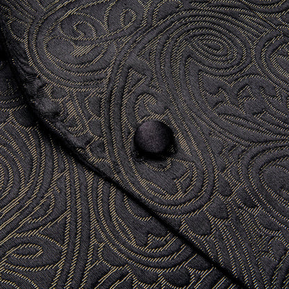 Luxury Black Champagne Paisley Men's Tuxedo Jacket tuxedo    - Sophisticated Gentlemen