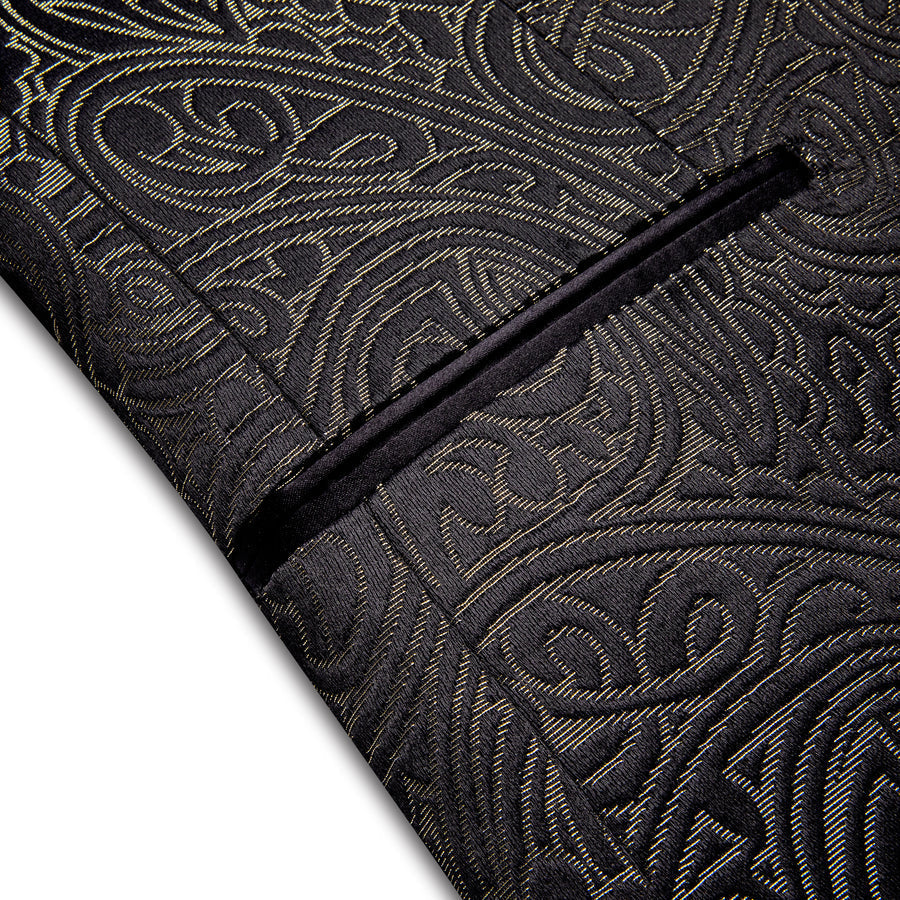 Luxury Black Champagne Paisley Men's Tuxedo Jacket tuxedo    - Sophisticated Gentlemen
