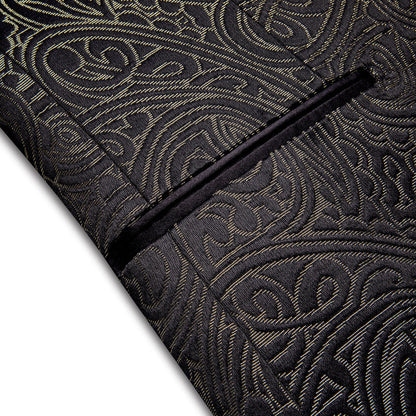 Luxury Black Champagne Paisley Men's Tuxedo Jacket tuxedo    - Sophisticated Gentlemen