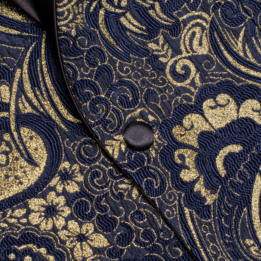Luxury Navy Blue Floral Men's Tuxedo Jacket tuxedo    - Sophisticated Gentlemen