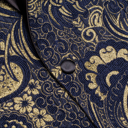 Luxury Navy Blue Floral Men's Tuxedo Jacket tuxedo    - Sophisticated Gentlemen
