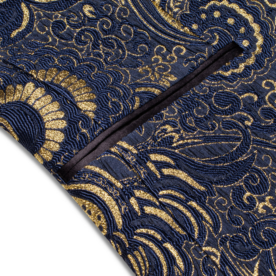 Luxury Navy Blue Floral Men's Tuxedo Jacket tuxedo    - Sophisticated Gentlemen