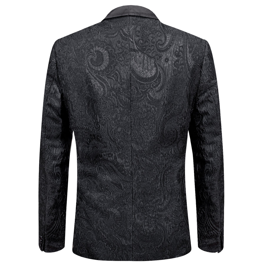 Luxury Black Paisley Men's Tuxedo Jacket tuxedo    - Sophisticated Gentlemen