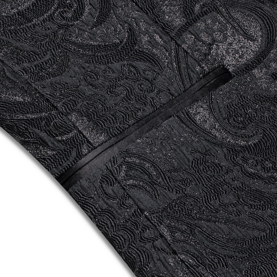 Luxury Black Paisley Men's Tuxedo Jacket tuxedo    - Sophisticated Gentlemen