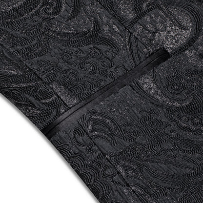 Luxury Black Paisley Men's Tuxedo Jacket tuxedo    - Sophisticated Gentlemen