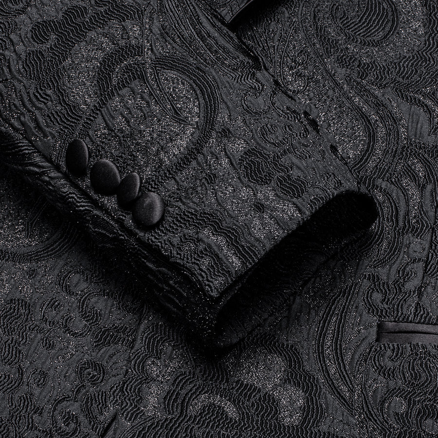 Luxury Black Paisley Men's Tuxedo Jacket tuxedo    - Sophisticated Gentlemen