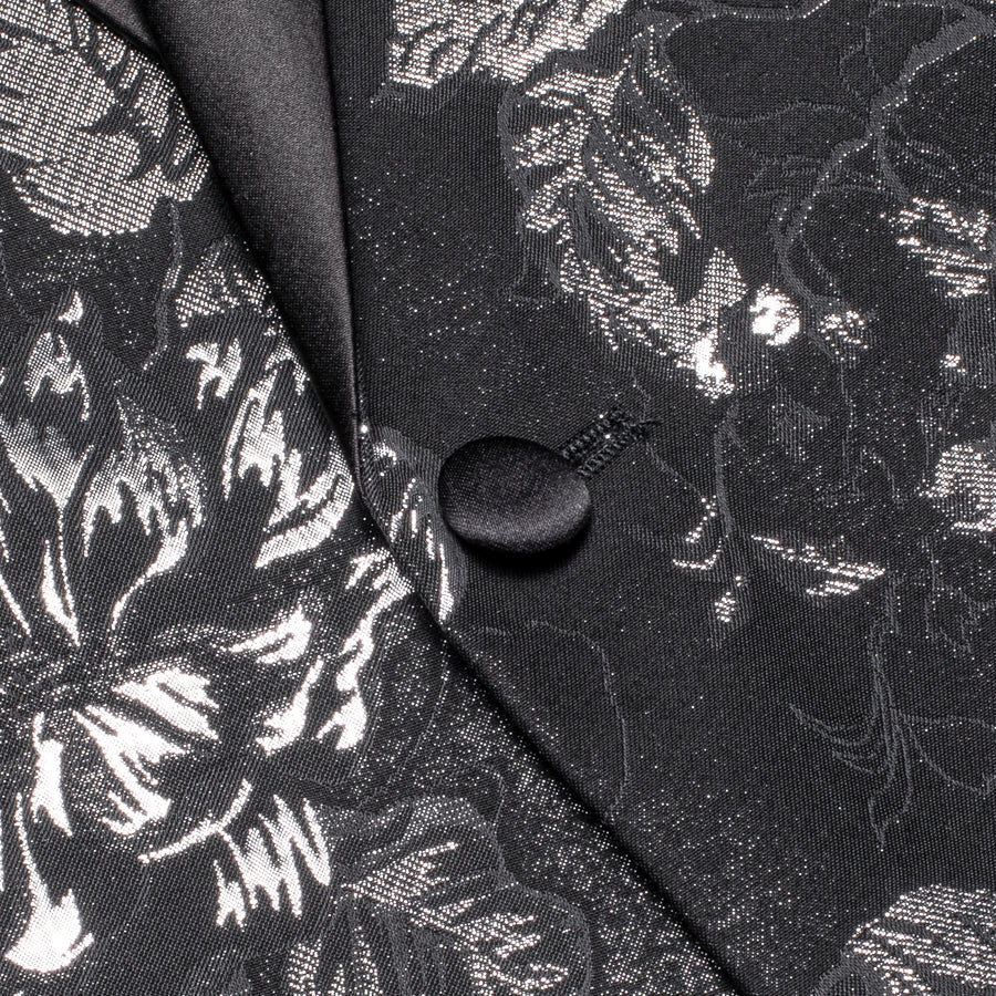 Luxury Black White Floral Men's Tuxedo Jacket tuxedo    - Sophisticated Gentlemen