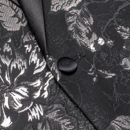 Luxury Black White Floral Men's Tuxedo Jacket tuxedo    - Sophisticated Gentlemen