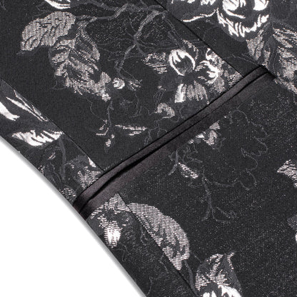 Luxury Black White Floral Men's Tuxedo Jacket tuxedo    - Sophisticated Gentlemen