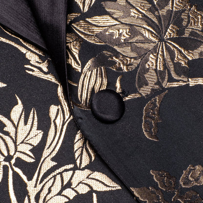 Luxury Black Golden Floral Men's Tuxedo Jacket tuxedo    - Sophisticated Gentlemen