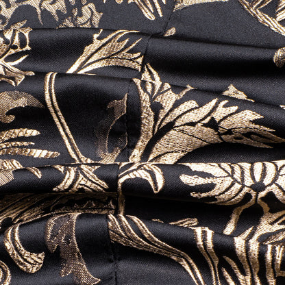 Luxury Black Golden Floral Men's Tuxedo Jacket tuxedo    - Sophisticated Gentlemen