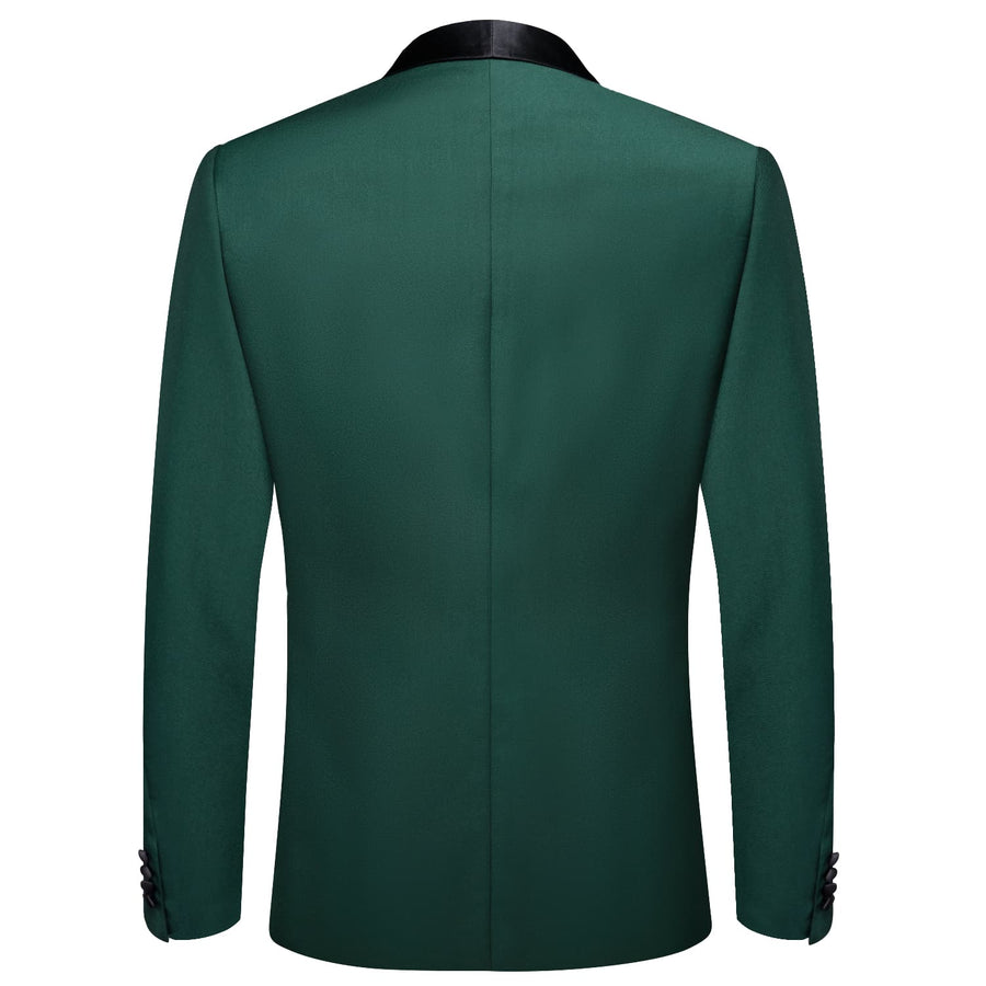 Sapphire Pine Green Solid Shawl Collar Silk Tuxedo Jacket tuxedo    - Sophisticated Gentlemen
