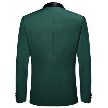 Sapphire Pine Green Solid Shawl Collar Silk Tuxedo Jacket tuxedo    - Sophisticated Gentlemen