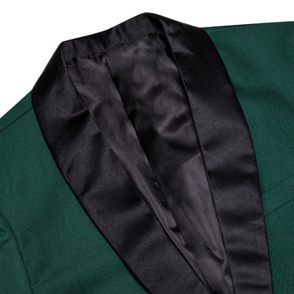 Sapphire Pine Green Solid Shawl Collar Silk Tuxedo Jacket tuxedo    - Sophisticated Gentlemen