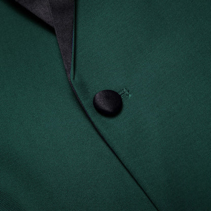 Sapphire Pine Green Solid Shawl Collar Silk Tuxedo Jacket tuxedo    - Sophisticated Gentlemen